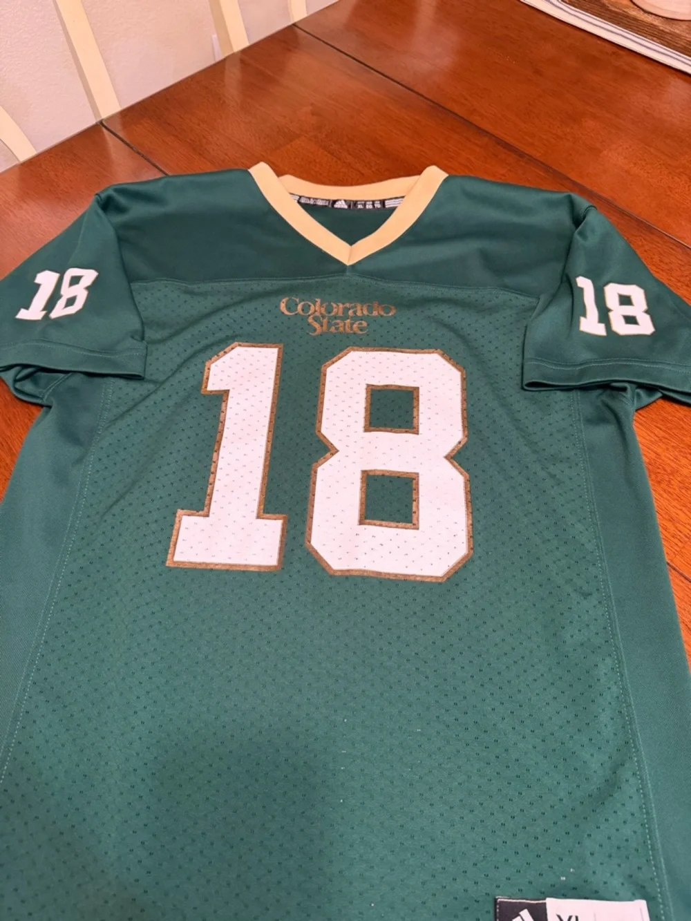Colorado State University CSU Rams Football Jersey #18 Youth Sz XL 18-20 Adidas - Picture 5 of 10